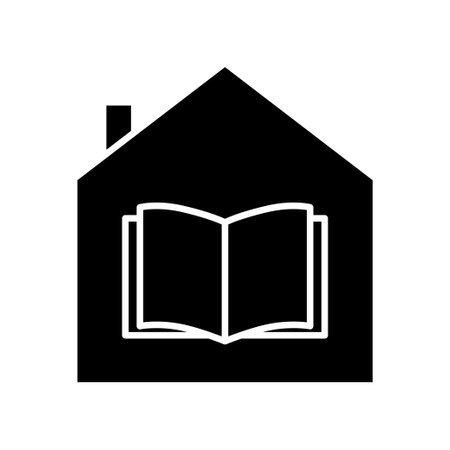 House glyph icon illustration with open book. icon illustration related to library, education. Simple vector design editable.のイラスト素材