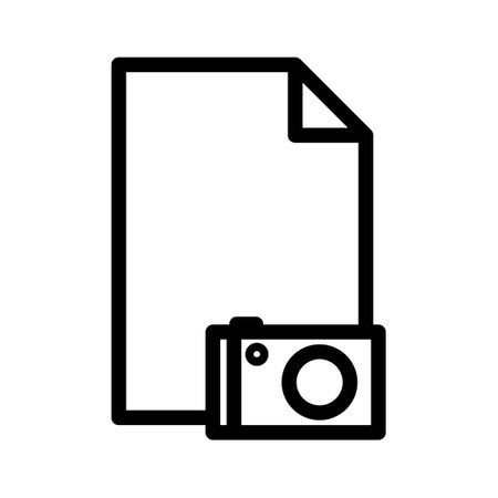 Paper line icon illustration with camera. suitable for image file icon. icon related to document, file. Simple vector design editable. Pixel perfect at 32 x 32のイラスト素材