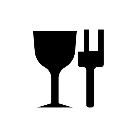 Glass glyph icon illustration with fork. suitable for food grade material icon. icon related to Packaging. Simple vector design editable. Pixel perfect at 32 x 32のイラスト素材