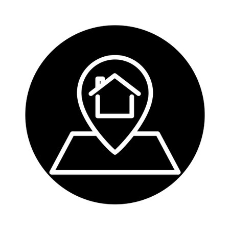 House glyph icon illustration with map. suitable for house location icon. icon related to real estate. Simple vector design editable. Pixel perfect at 32 x 32のイラスト素材