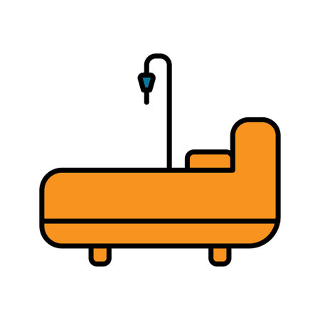 Hospital bed icon illustration. Outline color icon style. icon related to healthcare and medical. Simple vector design editableのイラスト素材