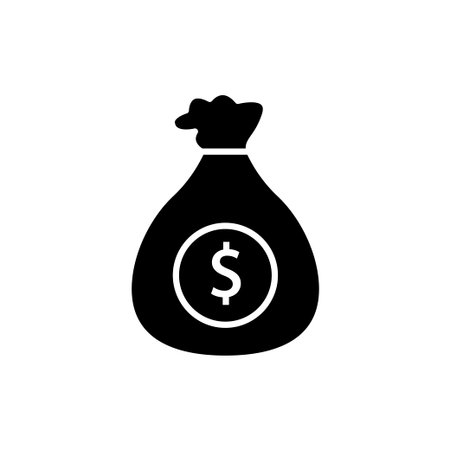 Money bag icon illustration with dollar. Investment symbol. glyph icon style. suitable for apps, websites, mobile apps. icon related to finance. Simple vector design editableのイラスト素材
