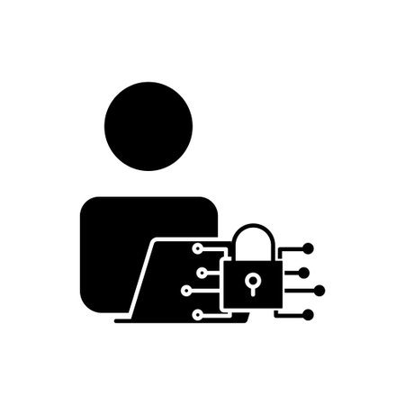 Programmer icon illustration lock cyber. icon related to developer. Glyph icon style. suitable for apps, websites, mobile apps. Simple vector design editableのイラスト素材