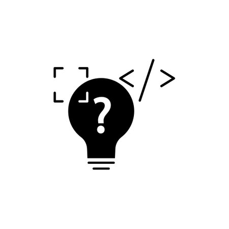 Light bulb icon Illustration with coding. Suitable for programming idea icon. icon related to developer. Glyph icon style. suitable for apps, websites, mobile apps. Simple vector design editableのイラスト素材