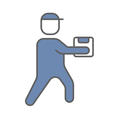 Illustration icon of a person carrying an order. suitable for fast shipping icon. icon related to logistic, delivery. Two tone icon style. Simple vector design editableのイラスト素材