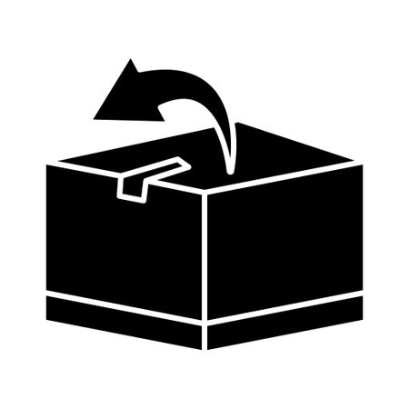 Cargo box icon illustration with left arrow. suitable for return icon. icon related to logistic, delivery. glyph icon style. Simple vector design editableのイラスト素材