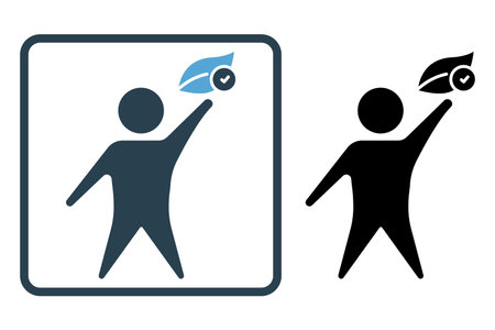 Healthy life style icon illustration. People with leaf. icon related to lifestyle. Solid icon style. Simple vector design editableのイラスト素材