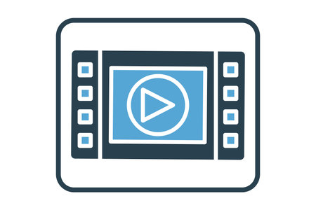Video clips icon illustration. icon related to music player. Solid icon style. Simple vector design editableのイラスト素材