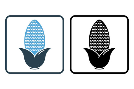 Corn icon illustration. Icon related to breakfast. Solid icon style. Simple vector design editableのイラスト素材
