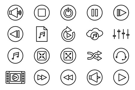 Music player set icon illustration. icon related to multimedia. Outline icon style. Simple vector design editableのイラスト素材