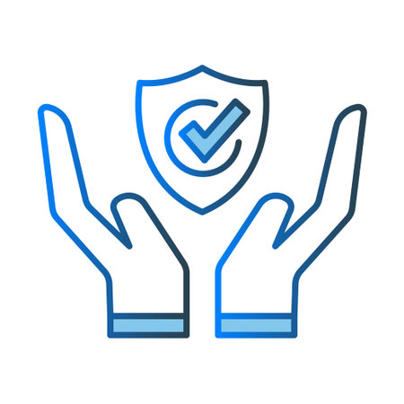 Trusted security icon illustration. hand icon with shield. icon related to security. Lineal color icon style. Simple vector design editableのイラスト素材