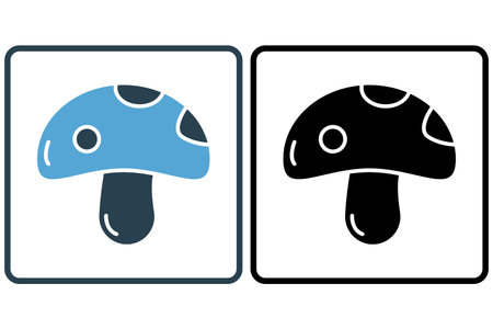 Mushroom icon illustration. icon related to food. Solid icon style. Simple vector design editableのイラスト素材