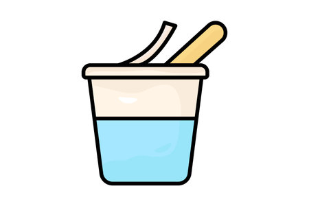 Yogurt icon illustration. icon related to cooking spices. Two tone icon style, lineal color. Simple vector design editableのイラスト素材