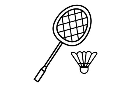 Badminton icon illustration. Racket and shuttlecock. icon related to badminton, sport. outline icon style. Simple vector design editableのイラスト素材