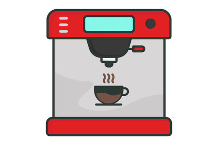 Coffee machine icon illustration. icon related to coffee element, Coffee machine and coffee cup. Flat line icon style, Lineal color. Simple vector design editableのイラスト素材