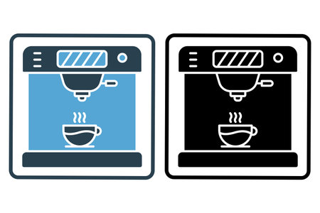 Coffee machine icon illustration. icon related to coffee element, Coffee machine and coffee cup. Solid icon style. Simple vector design editableのイラスト素材