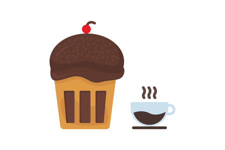 Coffee and cake icon illustration. icon related to coffee element, coffee break. Flat icon style. Simple vector design editableのイラスト素材