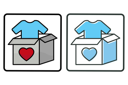 Clothes donation icon illustration. box with clothes. Icon related to charity. Lineal color icon style, two tone. Simple vector design editableのイラスト素材