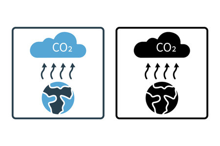 Atmospheric pollution icon illustration. icon related to global warming, CO2. Solid icon style. Simple vector design editableのイラスト素材