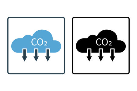 Carbon dioxide emissions icon illustration. icon related to global warming, CO2. Solid icon style. Simple vector design editableのイラスト素材