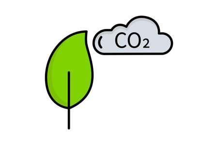 Reducing CO2 emissions. icon related to global warming, stop climate change, CO2. Flat line icon style, lineal color. Simple vector design editableのイラスト素材