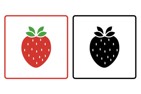 Strawberry fruit icon illustration. icon related to fruits. Solid icon style. Simple vector design editableのイラスト素材