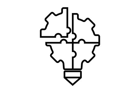 Problem solving icon illustration. Light bulb icon with gear. icon related to creative idea. Line icon style. Simple vector design editableのイラスト素材