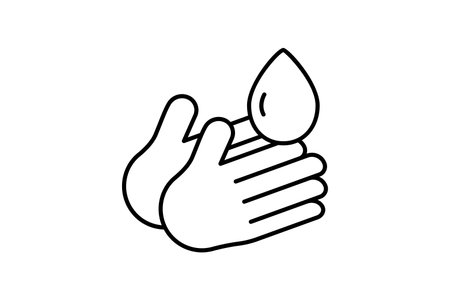 Hand gel icon. wash hands, water drop. icon related to hygiene. Line icon style design. Simple vector design editableのイラスト素材