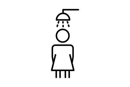Shower icon. woman showering. icon related to bathroom, hygiene. Line icon style design. Simple vector design editableのイラスト素材
