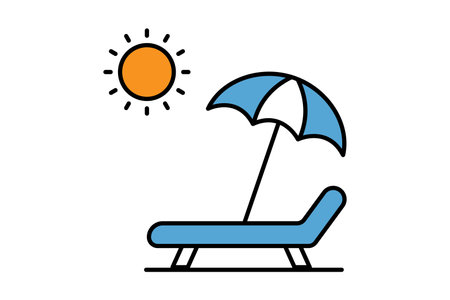 Sunbed icon. icon related to sea, summer. Contains icons beach, sun, chair, relaxation. Two tone icon style design. Simple vector design editableのイラスト素材