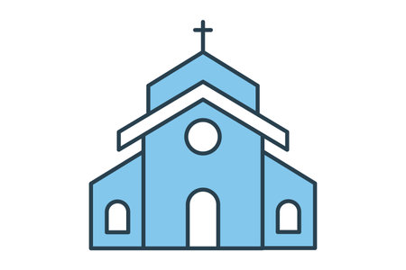 Church building icon. Icon related to religion, building. Flat line icon style design. Simple vector design editableのイラスト素材