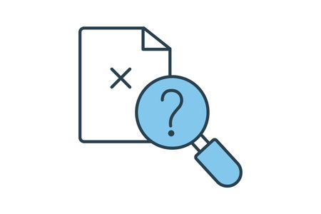 no result data icon. not found, magnifying glass with document. icon related to Find, Search. Flat line icon style design. Simple vector design editableのイラスト素材