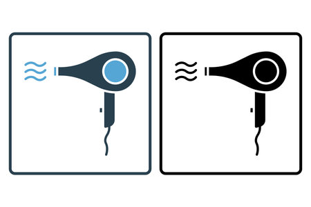 dryer hair icon. icon related to electronic, household appliances. Solid icon style design. Simple vector design editableのイラスト素材