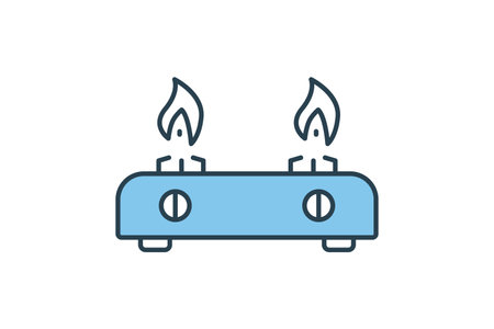 Gas stove icon. icon related to kitchen, household appliances. Flat line icon style design. Simple vector design editableのイラスト素材