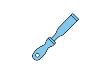 Chisel Icon. Icon related to woodworking, sculpting, crafting, applications, user interfaces. flat line icon style. Simple vector design editableのイラスト素材