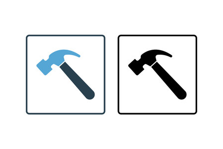 Hammer Icon. Icon related to carpentry, construction, projects. solid icon style. Simple vector design editableのイラスト素材