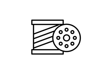 Bobbin icon. Icon related to textiles, sewing and component in sewing machines. Line icon style. Simple vector design editableのイラスト素材