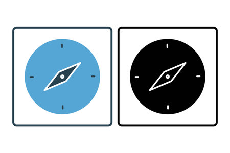 Compass icon. icon related to direction and purpose. suitable for web site design, app, user interfaces, printable etc. Solid icon style. Simple vector design editableのイラスト素材