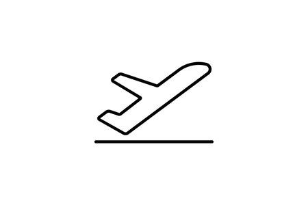 Takeoff icon. Airplane. icon related to departure, airport. suitable for web site design, app, user interfaces, printable etc. Line icon style. Simple vector design editableのイラスト素材
