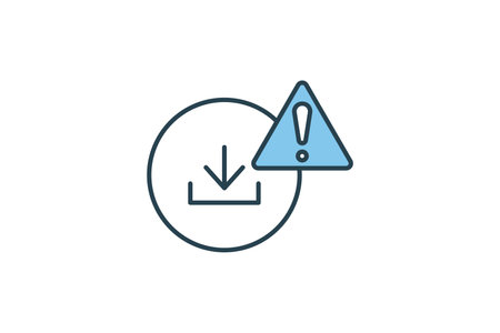 Download error icon. down arrow with exclamation mark. icon related to warning, notification. suitable for app, user interfaces, printable etc. Flat line icon style. Simple vector design editableのイラスト素材