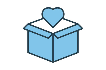Package Heart Icon. Icon related to Delivery. suitable for web site, app, user interfaces, printable etc. Flat line icon style. Simple vector design editableのイラスト素材