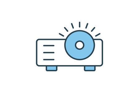 projector icon. icon related to device, computer technology. flat line icon style. simple vector design editableのイラスト素材