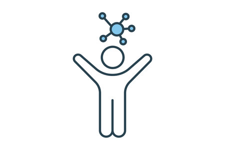 humanoid icon. people with network. icon related to affiliate intelligence, device, computer technology. flat line icon style. simple vector design editableのイラスト素材