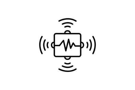 advanced sensors icon. sensor with data waves. icon related to technology. line icon style. simple vector design editableのイラスト素材