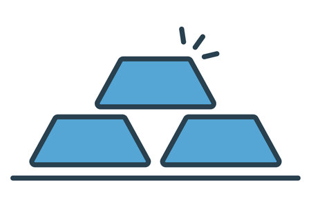 gold bar icon. icon related to wealth and precious metals. flat line icon style. element illustrationのイラスト素材
