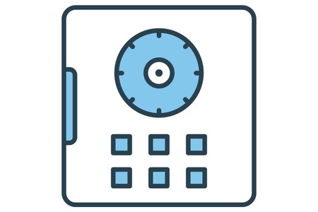 vault door icon. icon related to secure storage of valuables. flat line icon style. element illustrationのイラスト素材