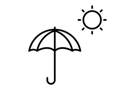Sun and umbrella icon. icon related to sun protection and relaxation. line icon style. element illustrationのイラスト素材