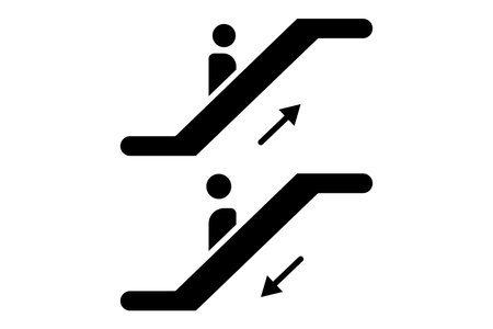 escalator icon. icon related to indoor navigation in public spaces. solid icon style. element illustrationのイラスト素材