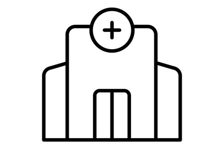 Hospital building icon. icon related to healthcare facilities. line icon style. element illustrationのイラスト素材