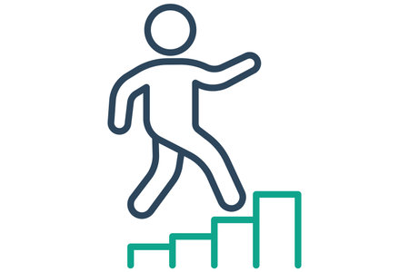 step icon. people climb stair. icon related to action plan, business. line icon style. business element illustrationのイラスト素材